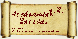 Aleksandar Matijaš vizit kartica